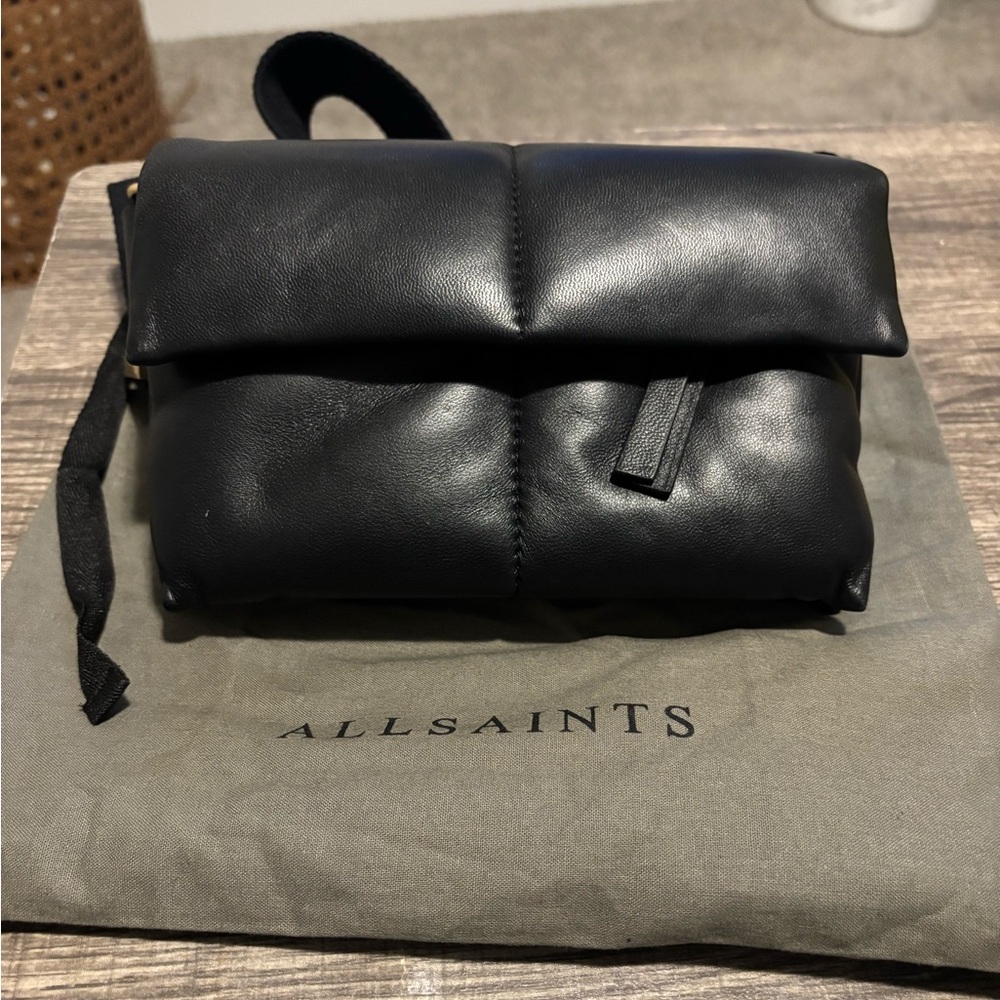 ALLSAINTS Leather black puff crossbody!!